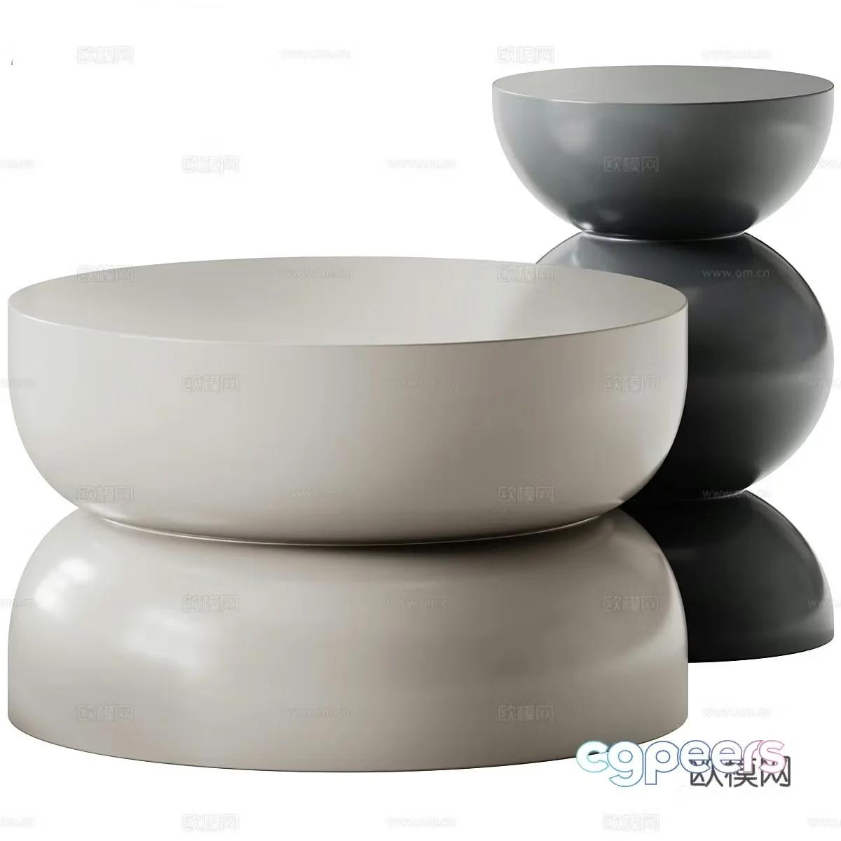 Am Pm Rouva Coffee Table and Side Table 3D Model