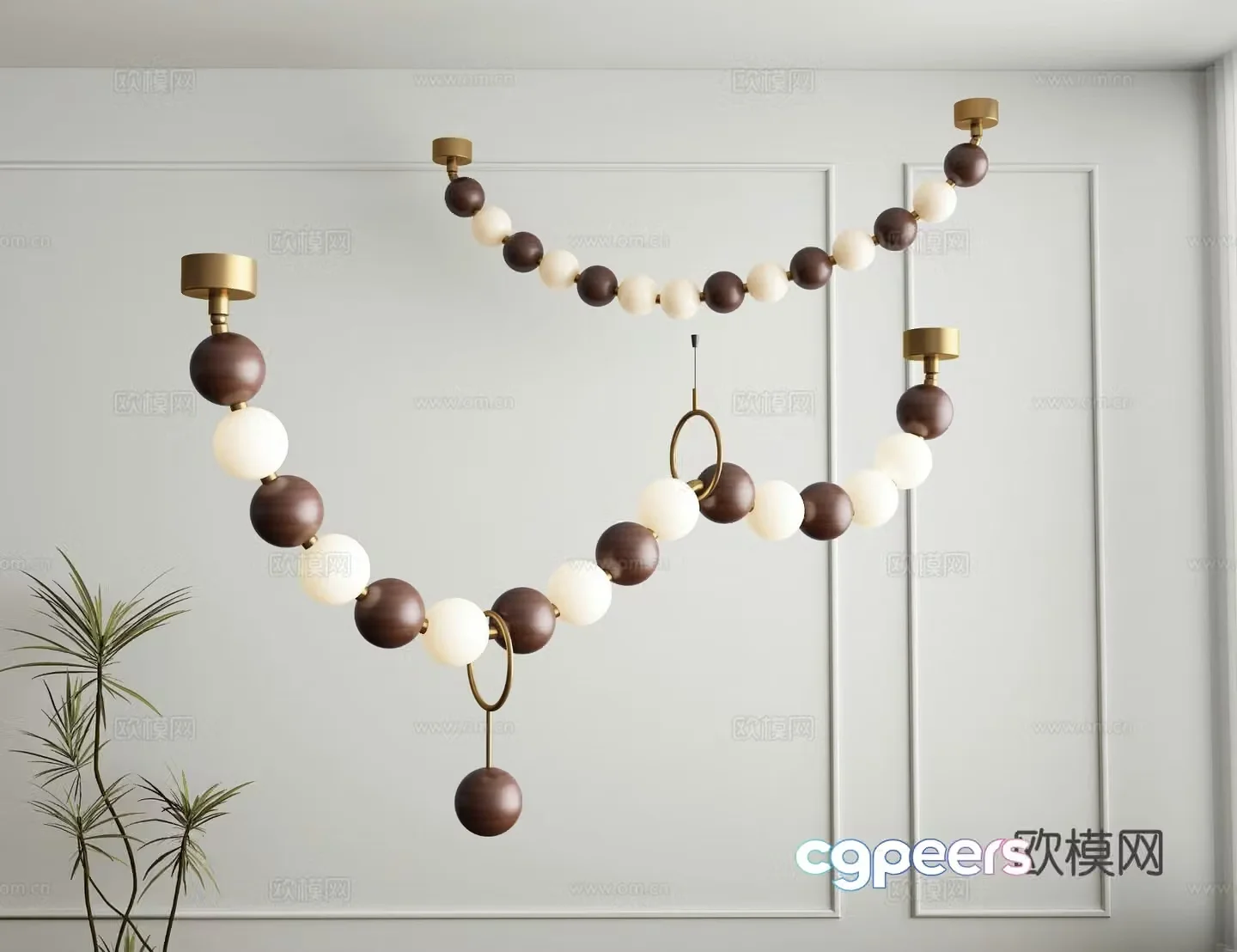 Modern beaded chandelier 3d model