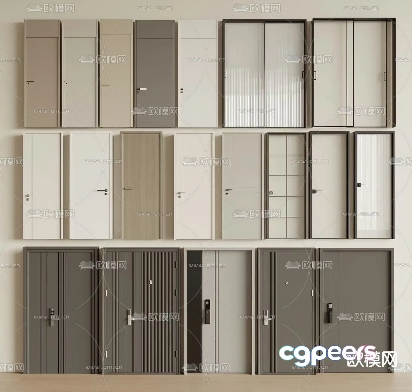 Modern roof door security door bedroom door 3D model