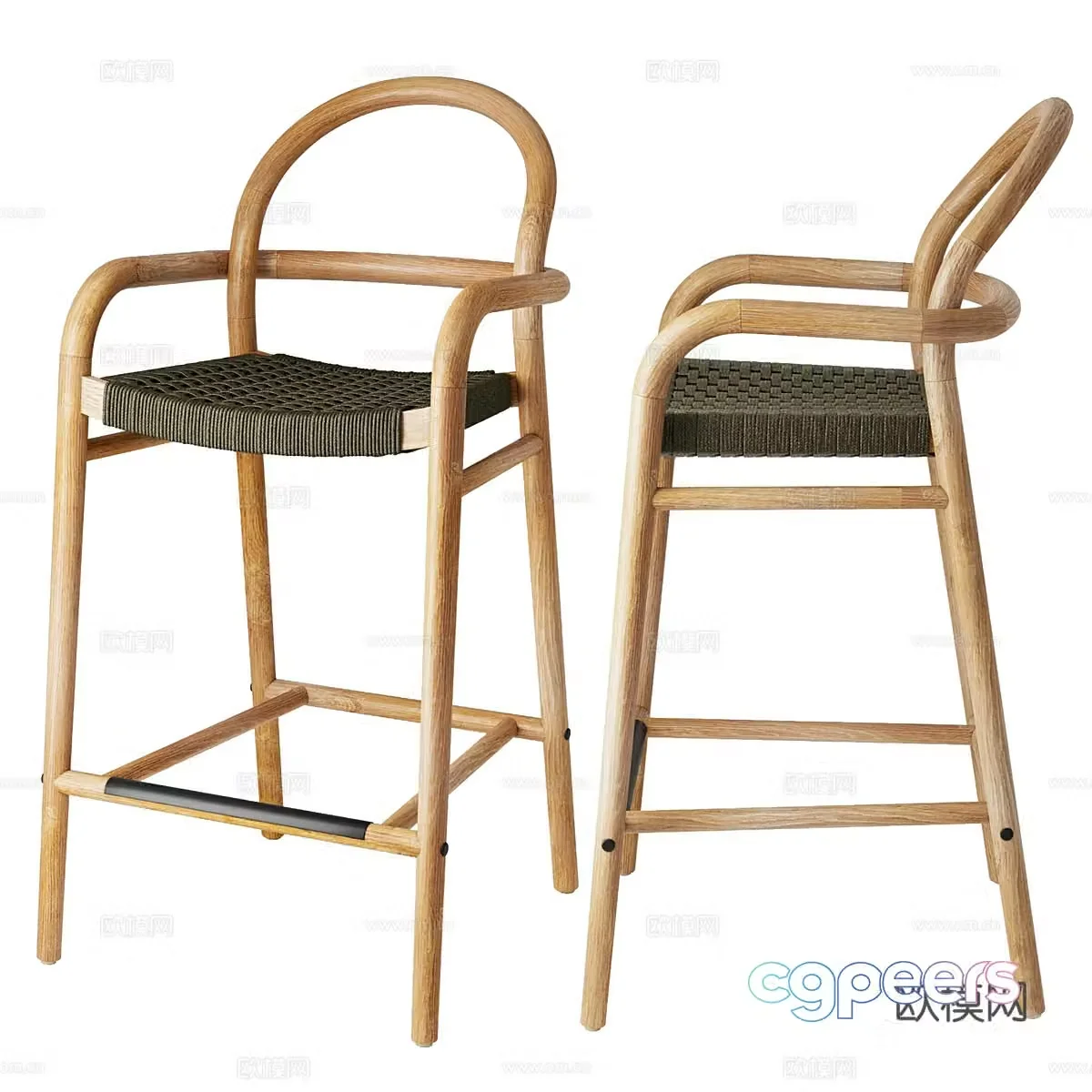 New Chinese style log bar chair 3D model