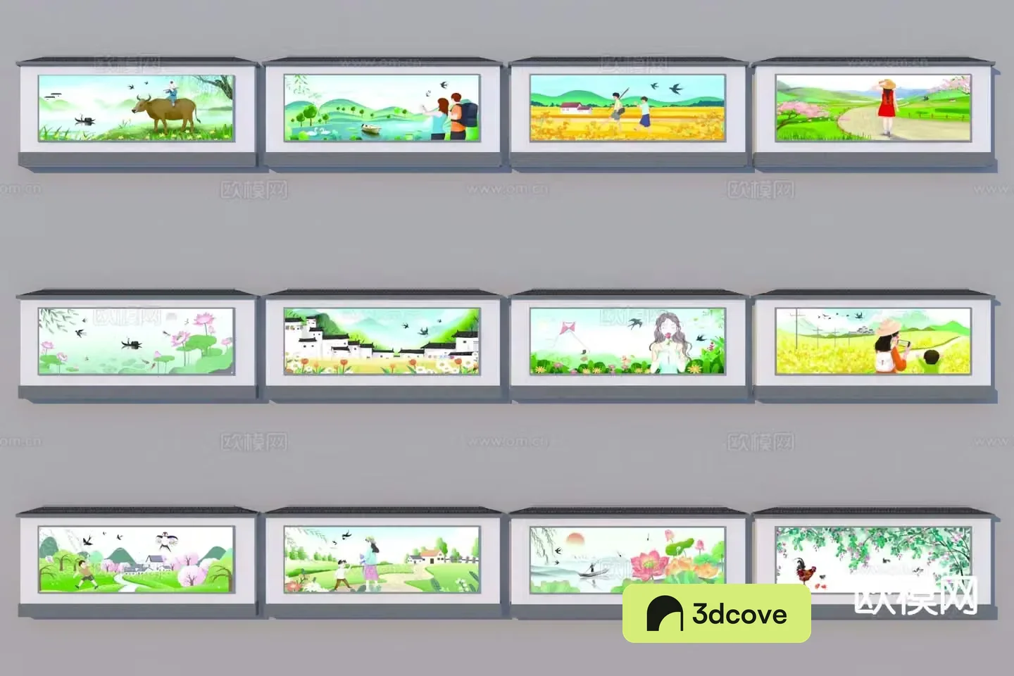 Modern rural revitalization wall painting landscape wall