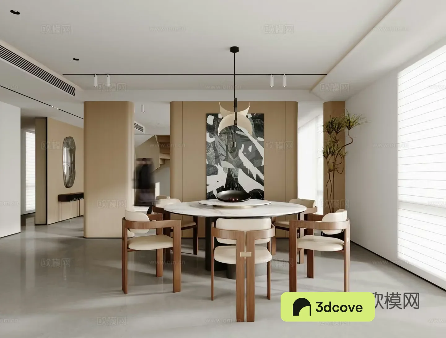 Modern restaurant Round dining table Log style restaurant Simple restaurant Chandelier Modern living restaurant