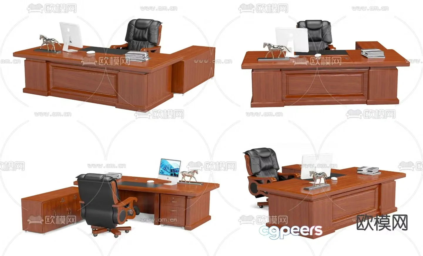 New Chinese style office desk 3D model