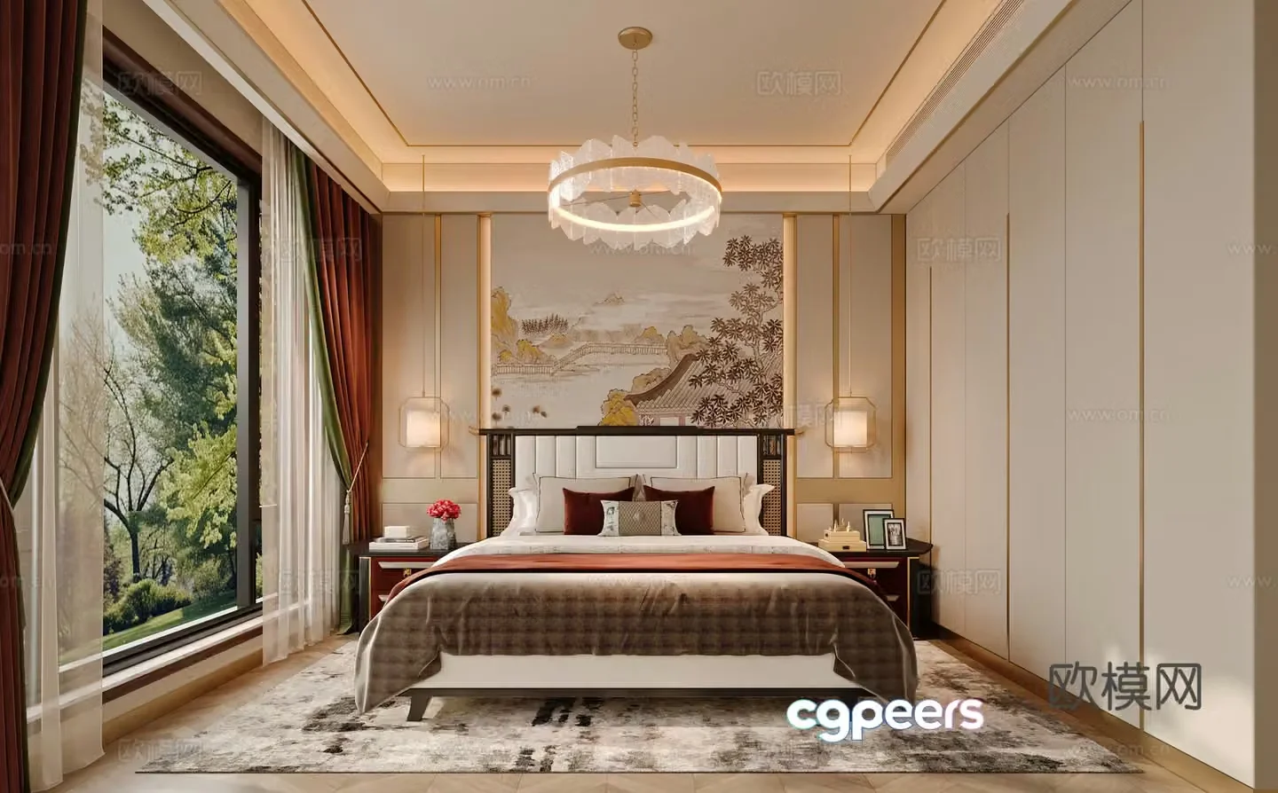 New Chinese bedroom 3D model