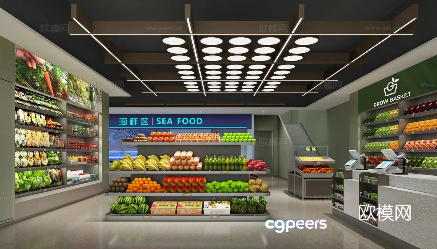 Vegetable and fruit supermarket 3d model
