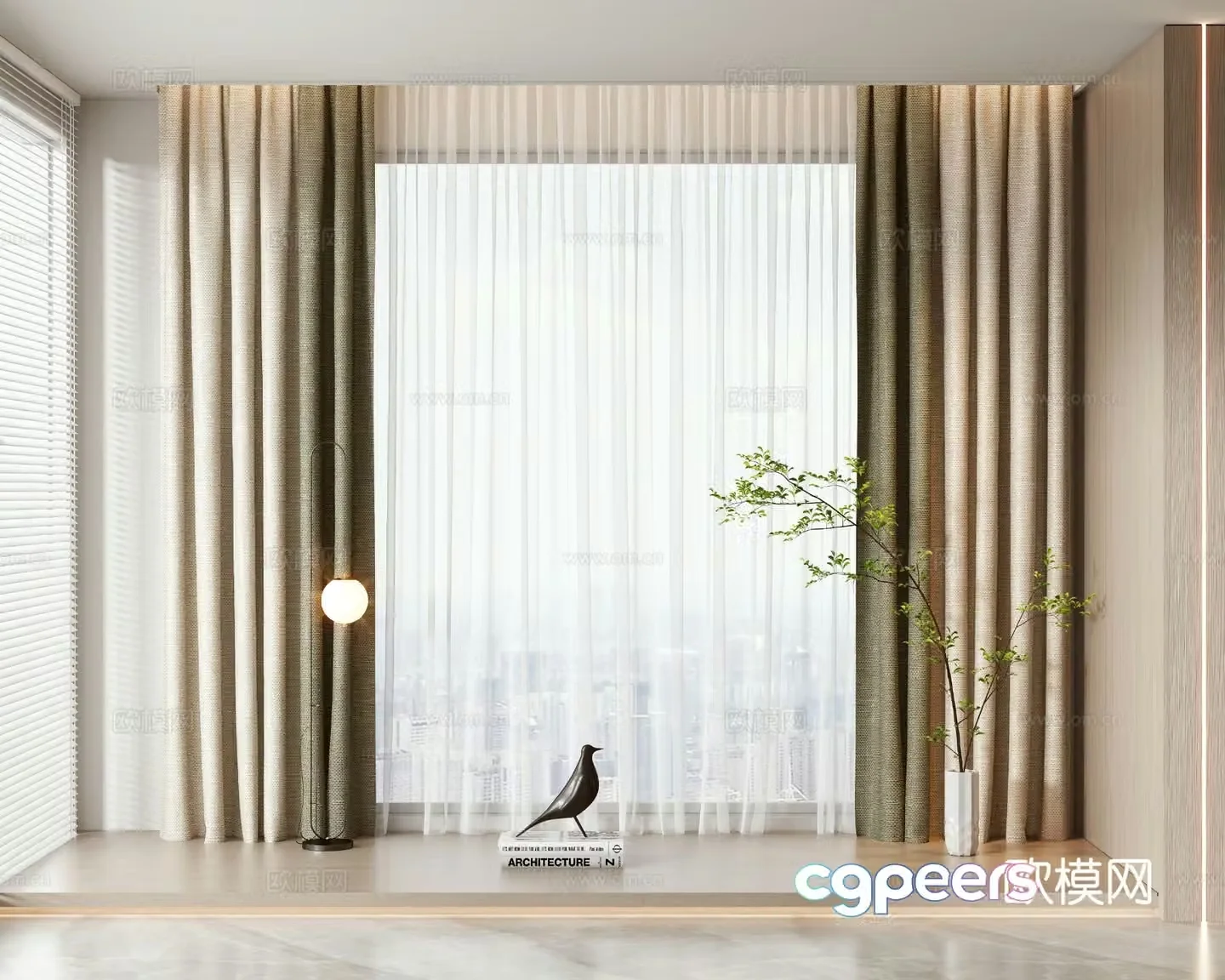 Modern curtains screens gauze curtains 3d model