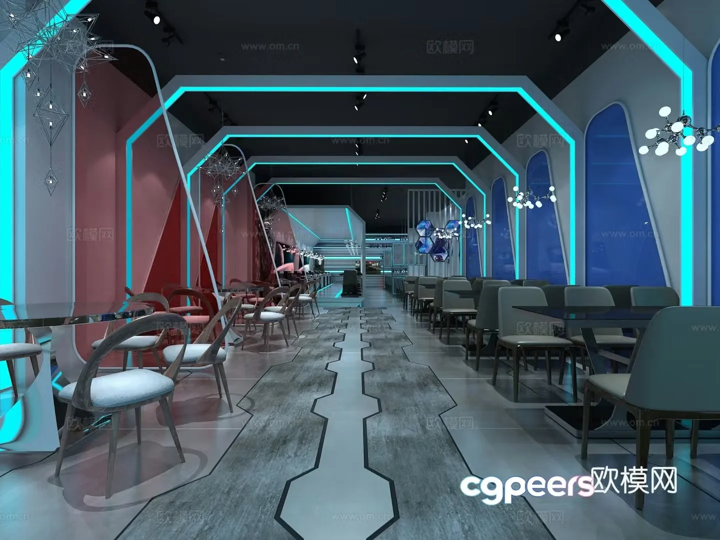 Internet celebrity restaurant theme restaurant 3D model