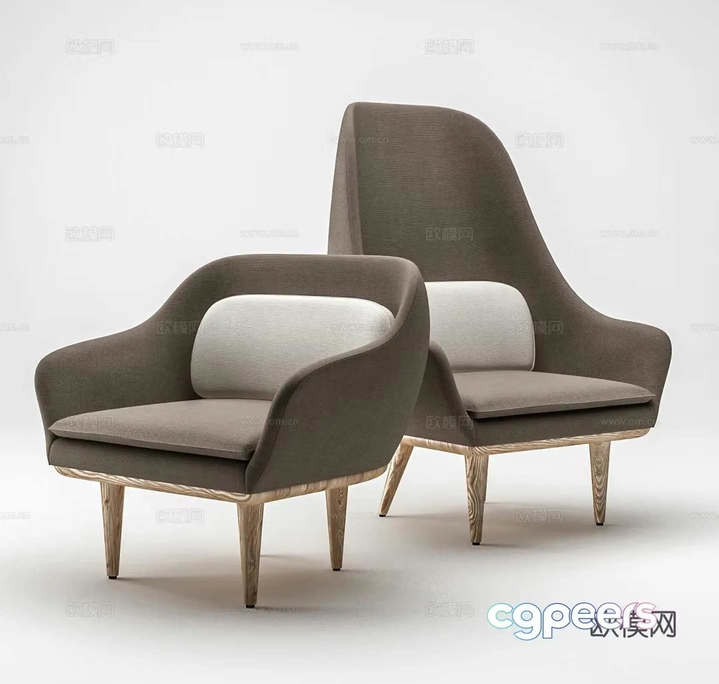 Modern leisure chair cloth chair book chair single chair 3d model