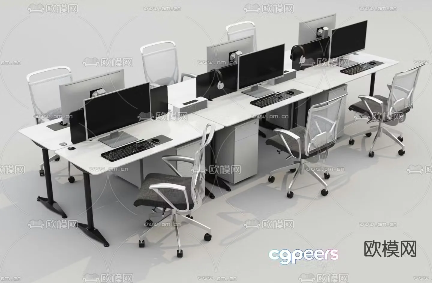 Card space desk workstation 3D model