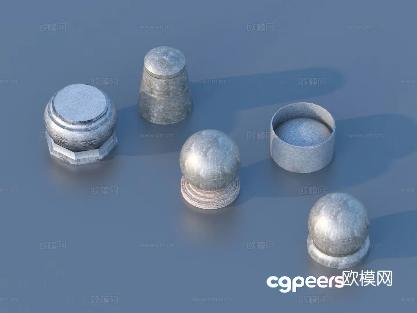 Car blocking stone stone pier 3D model