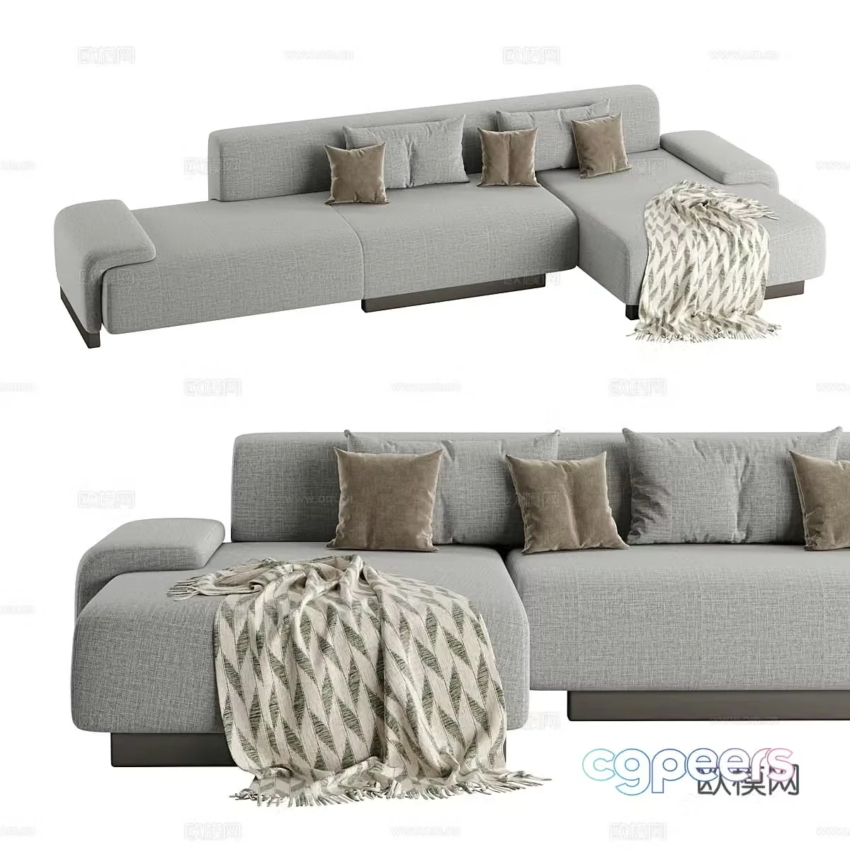 Modern corner sofa multiplayer sofa 3d model