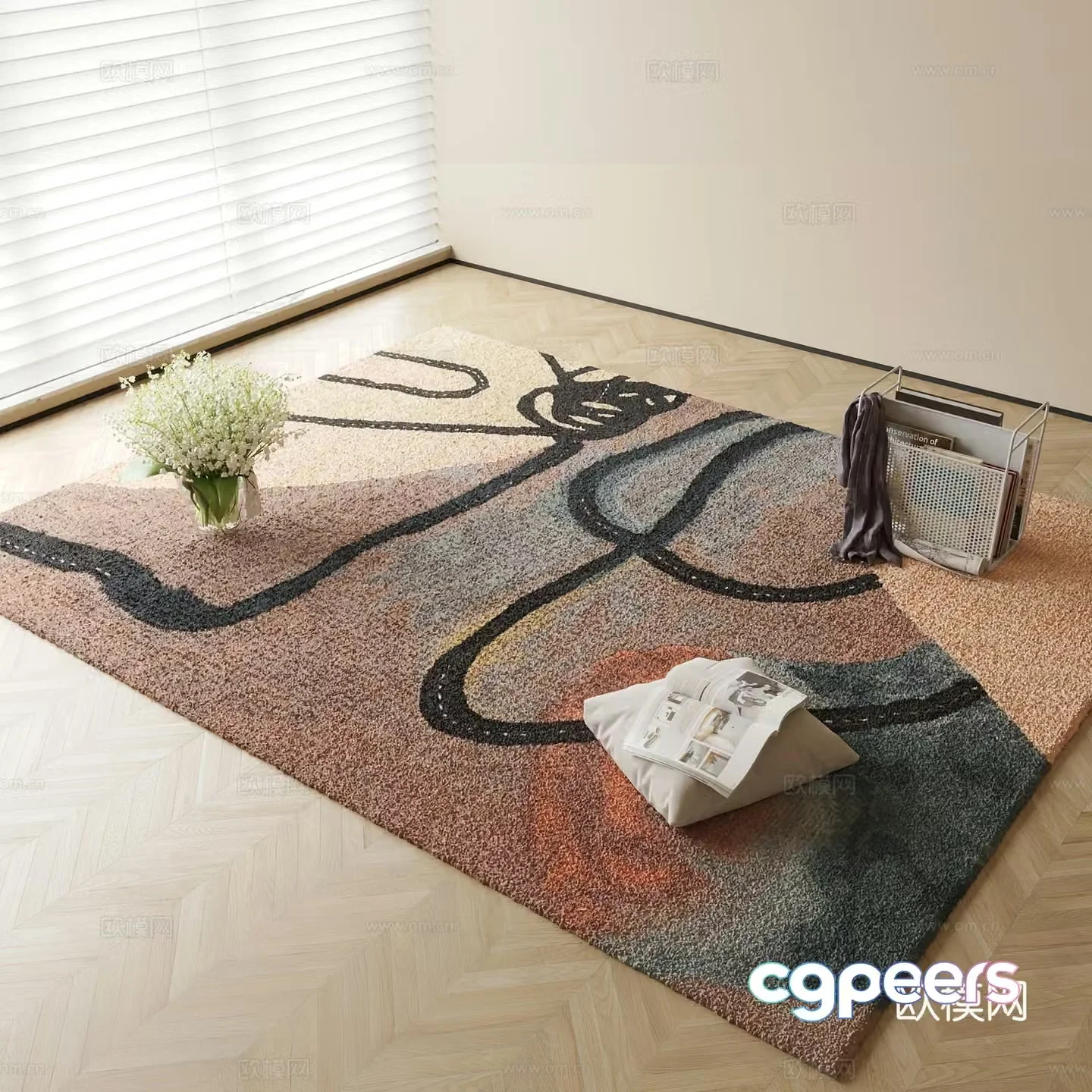 Modern abstract patterned carpet 3d model