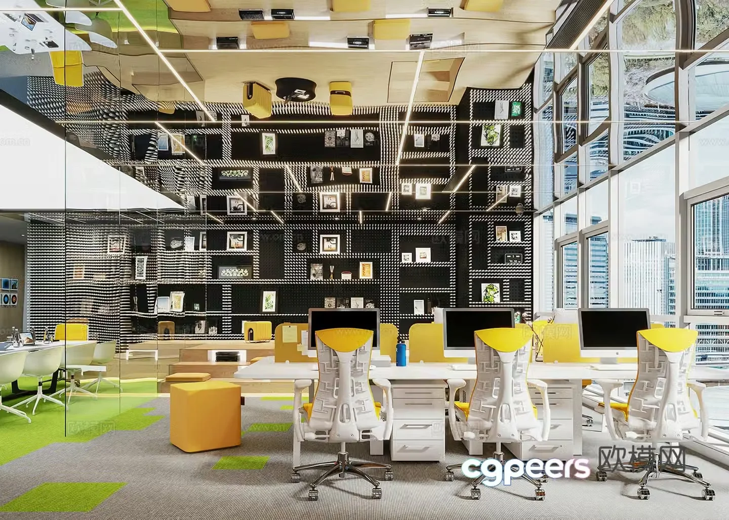 Modern style public office area 3d model