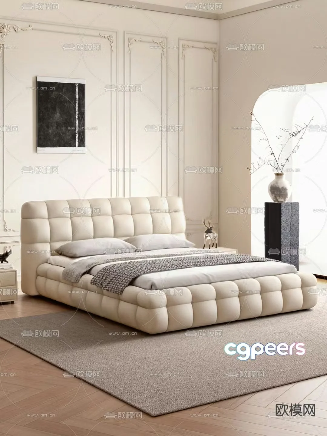 Italian double bed marshmallow bed 3d model