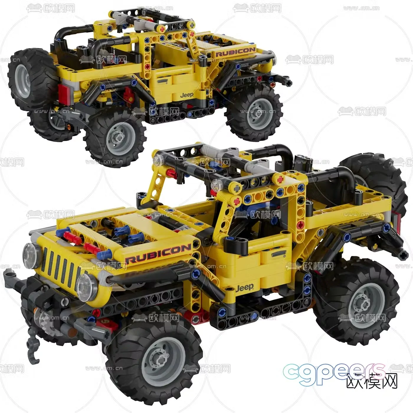 Modern building block jeep 3d model