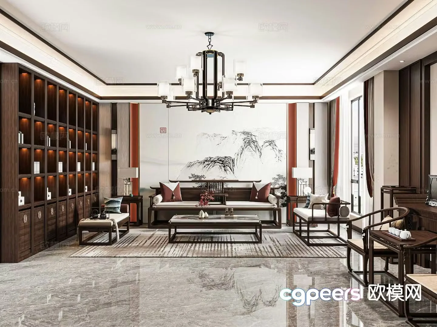 New Chinese style living room 3d model