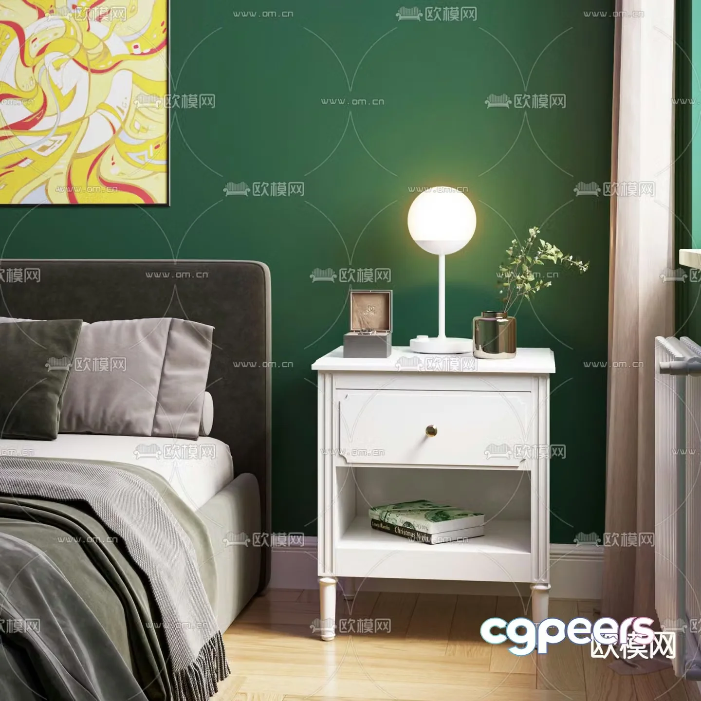 Simple European bedside table 3d model