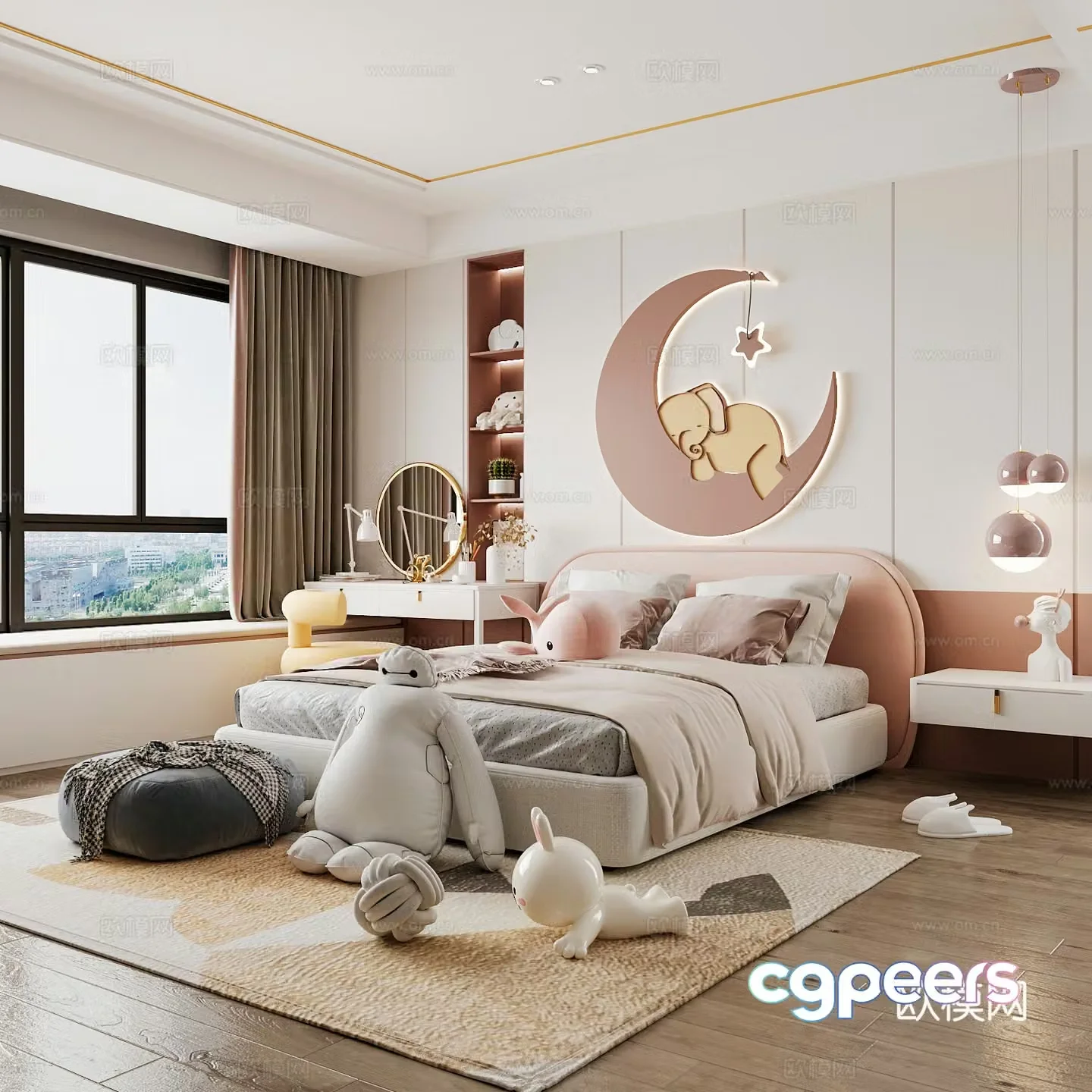 Modern children’s room boy’s room girl’s room children’s bed children’s wardrobe children’s desk 3d model
