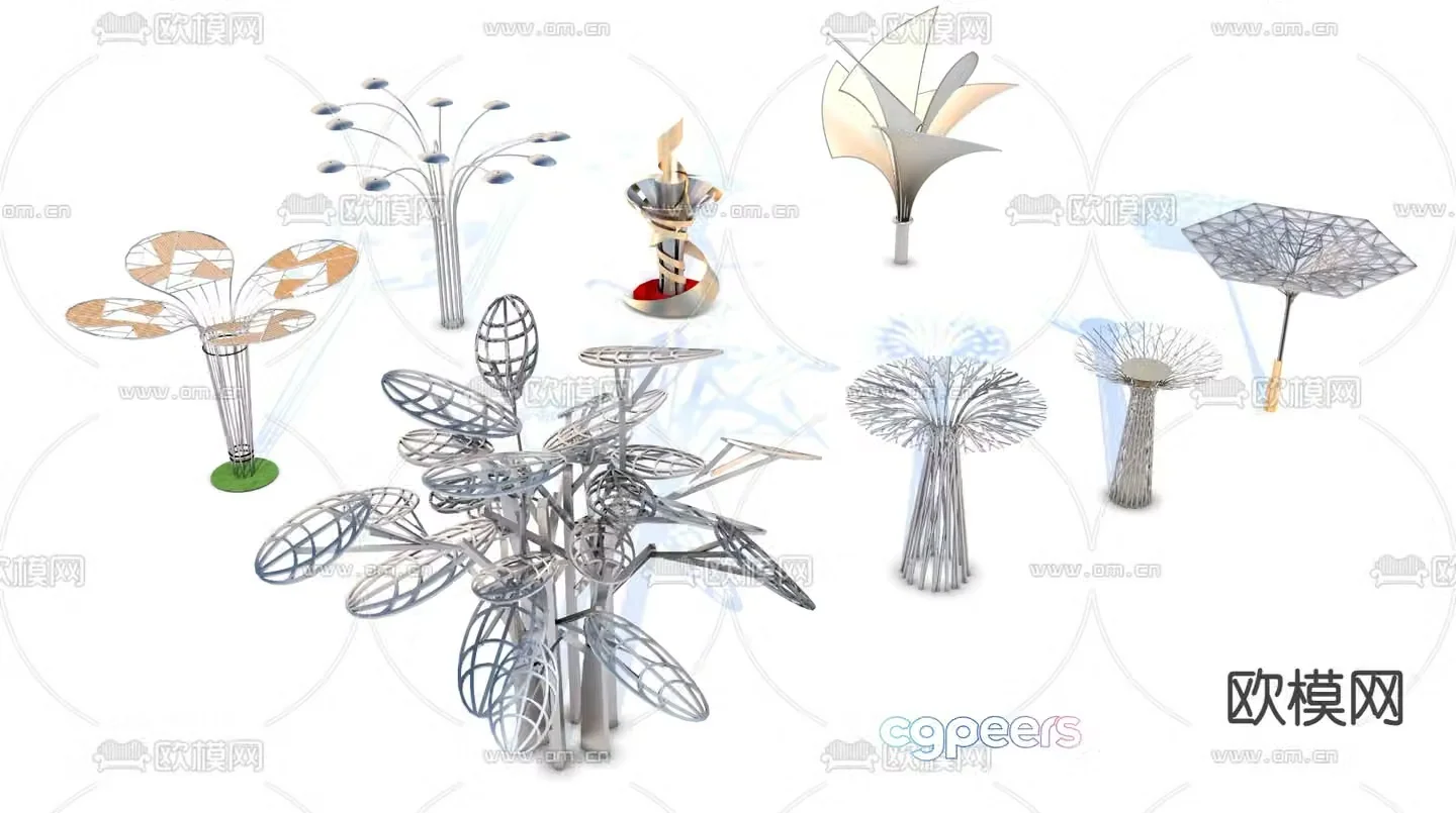 Structure umbrella sculpture landscape sketch 3D model