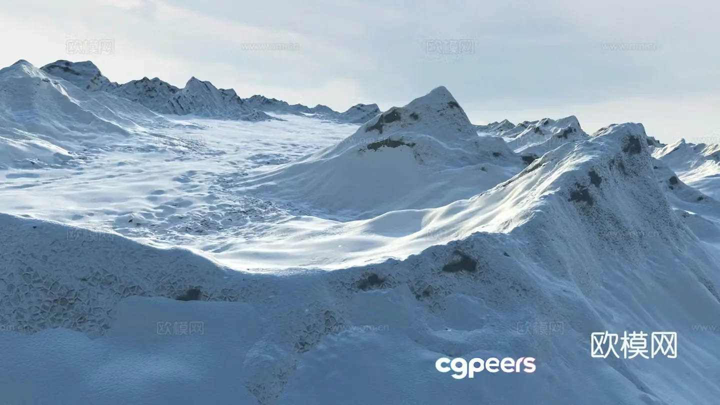 Modern snowy mountain range 3d model