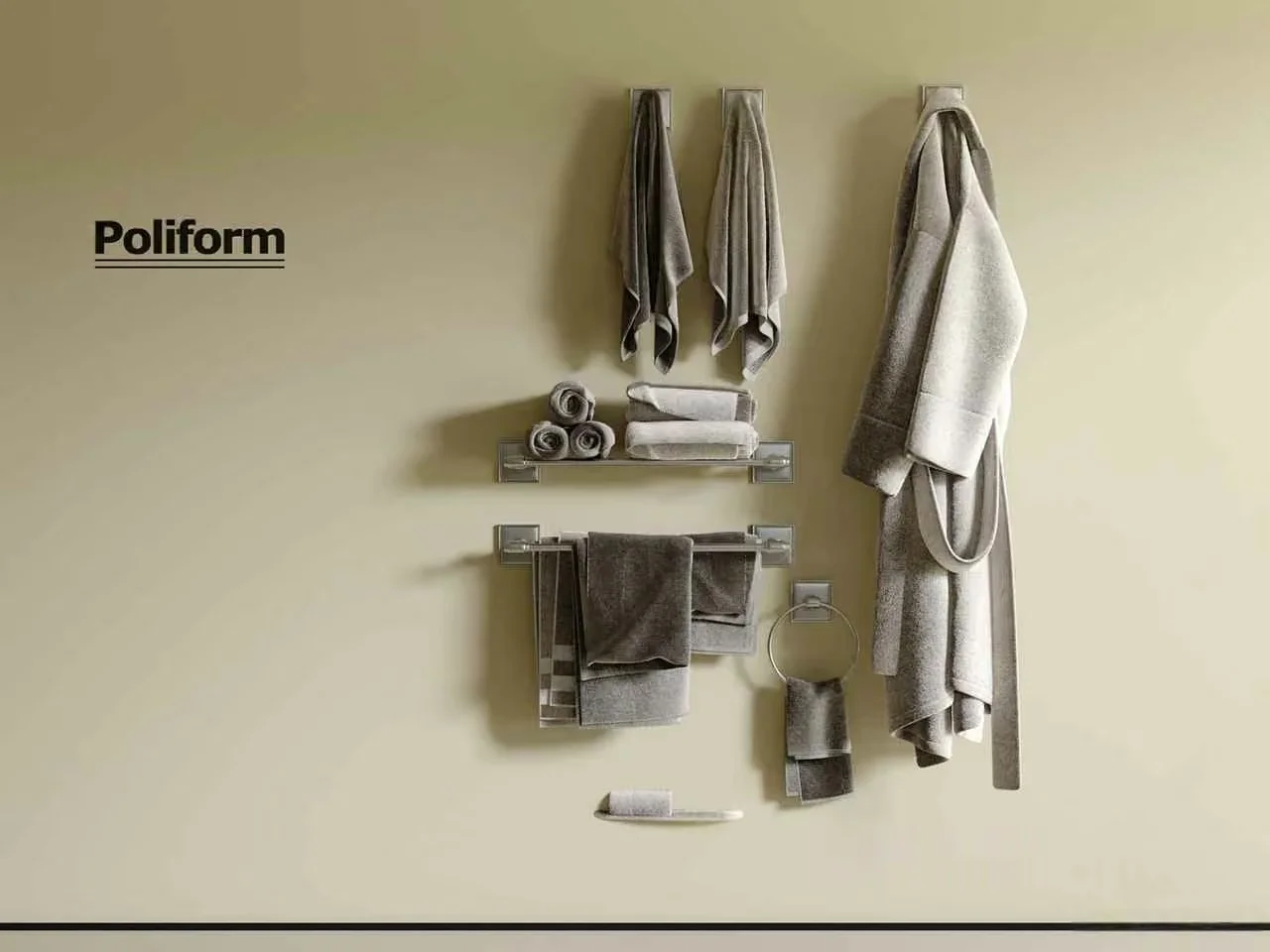 Grey Towel Rack 3D Model – 4555 – VRAY Render