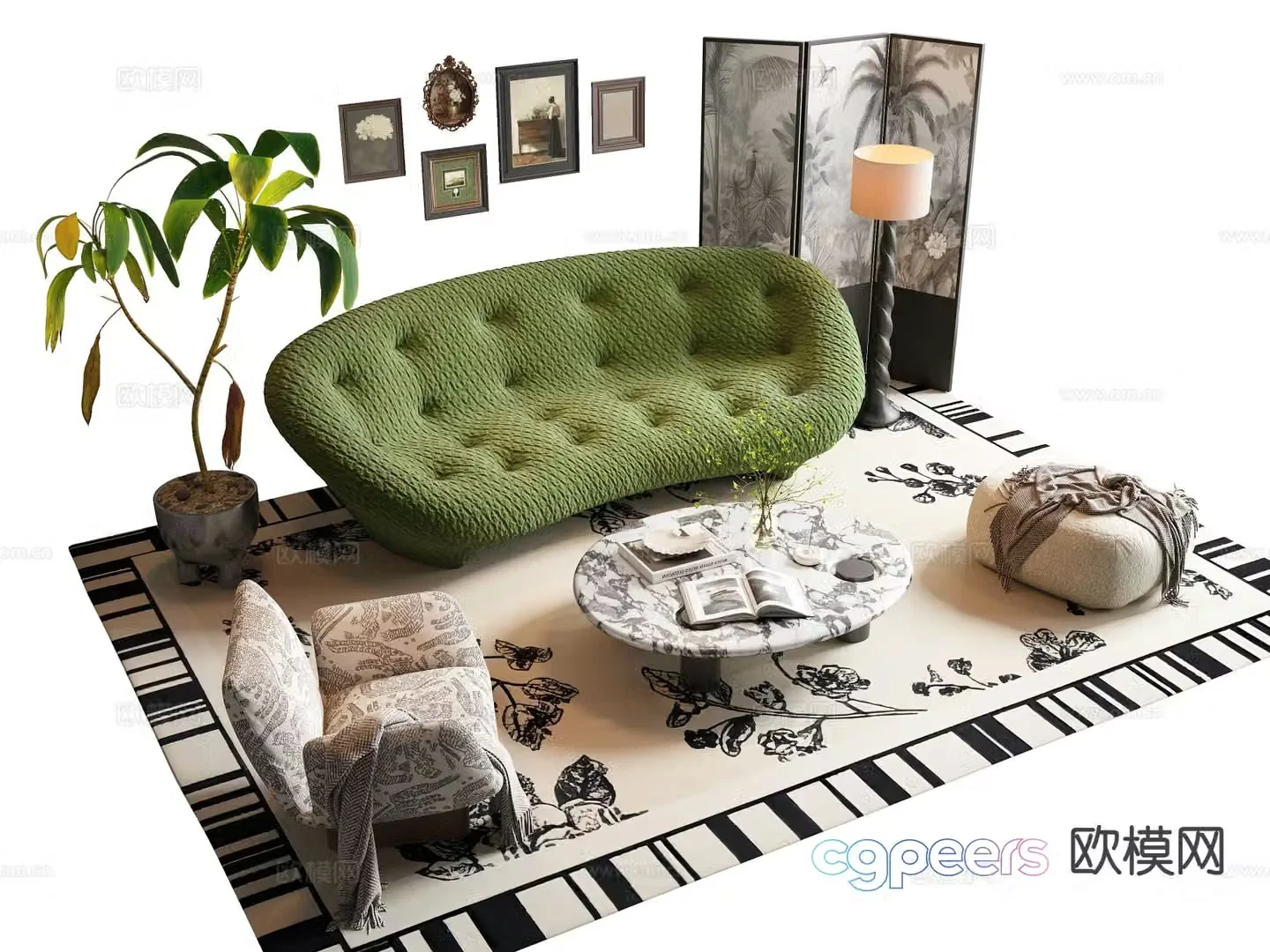 Medieval style sofa modular sofa 3d model