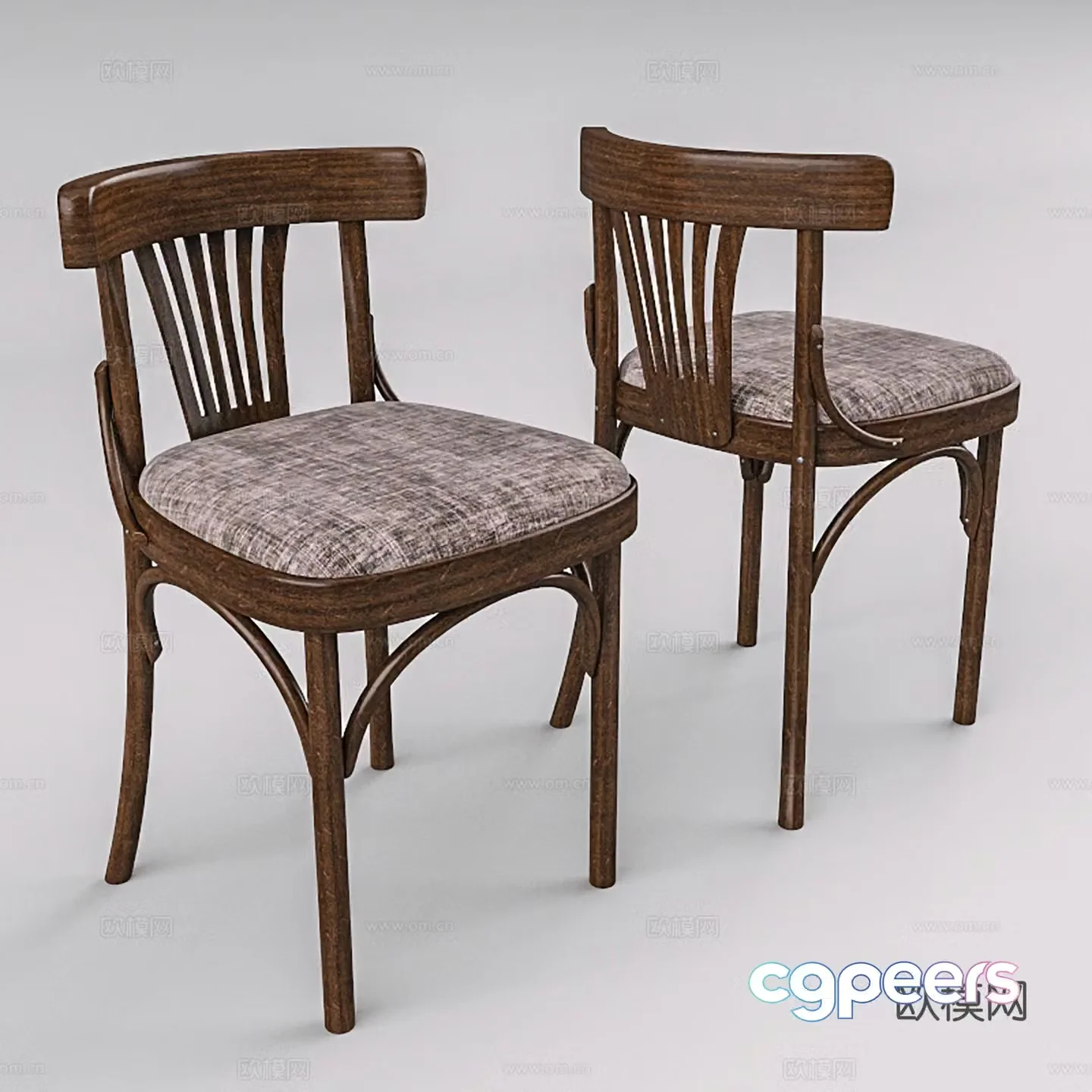Simple European leisure chair wooden chair dining chair single chair 3d model