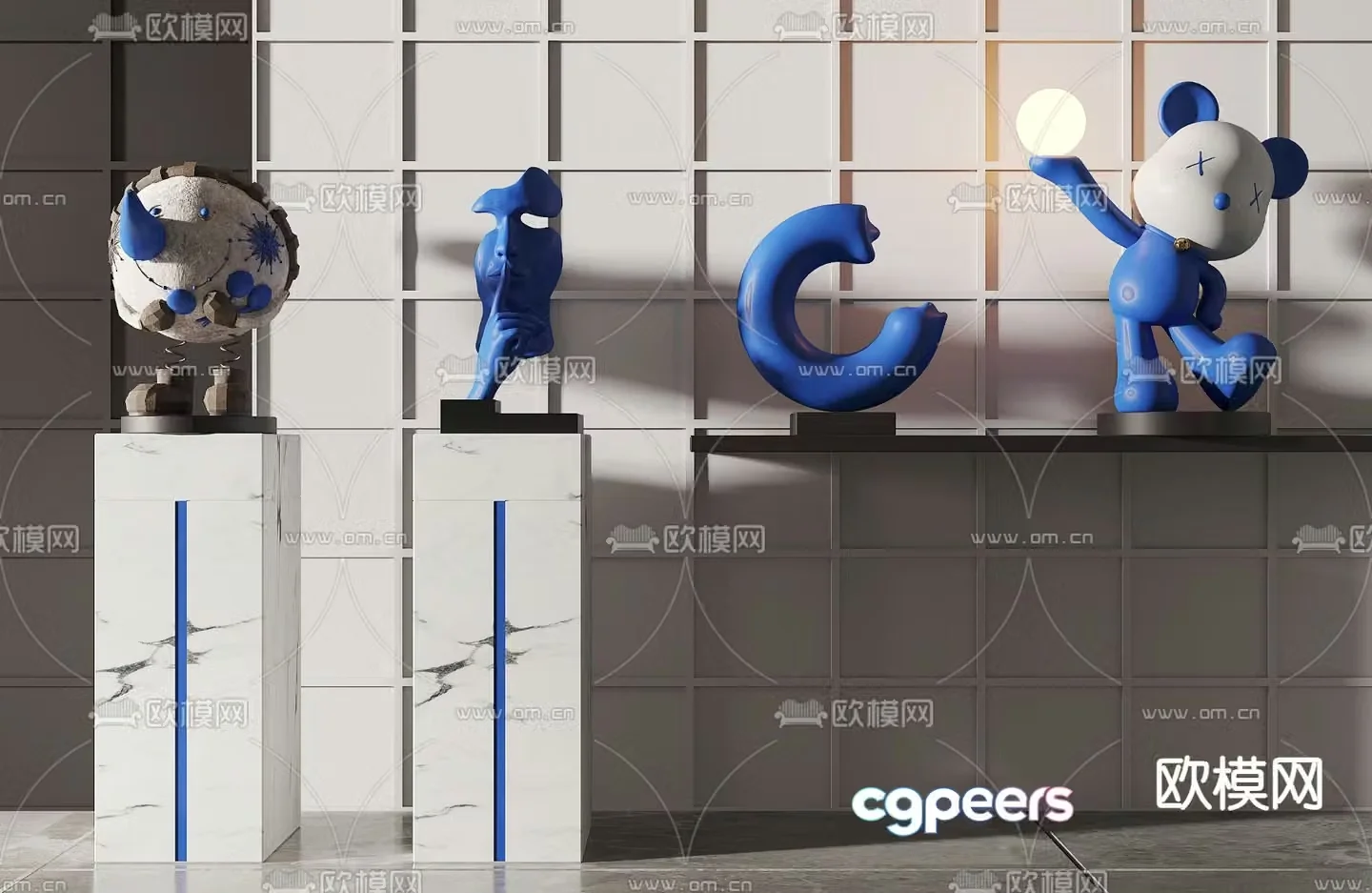 Modern KAWS trendy sculpture sculpture 3D model