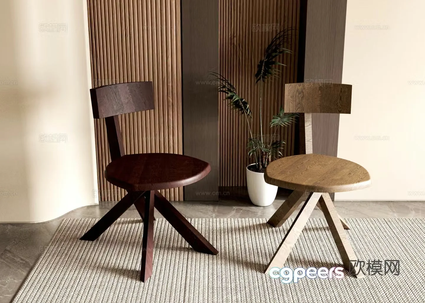 Modern single chair dining chair 3d model