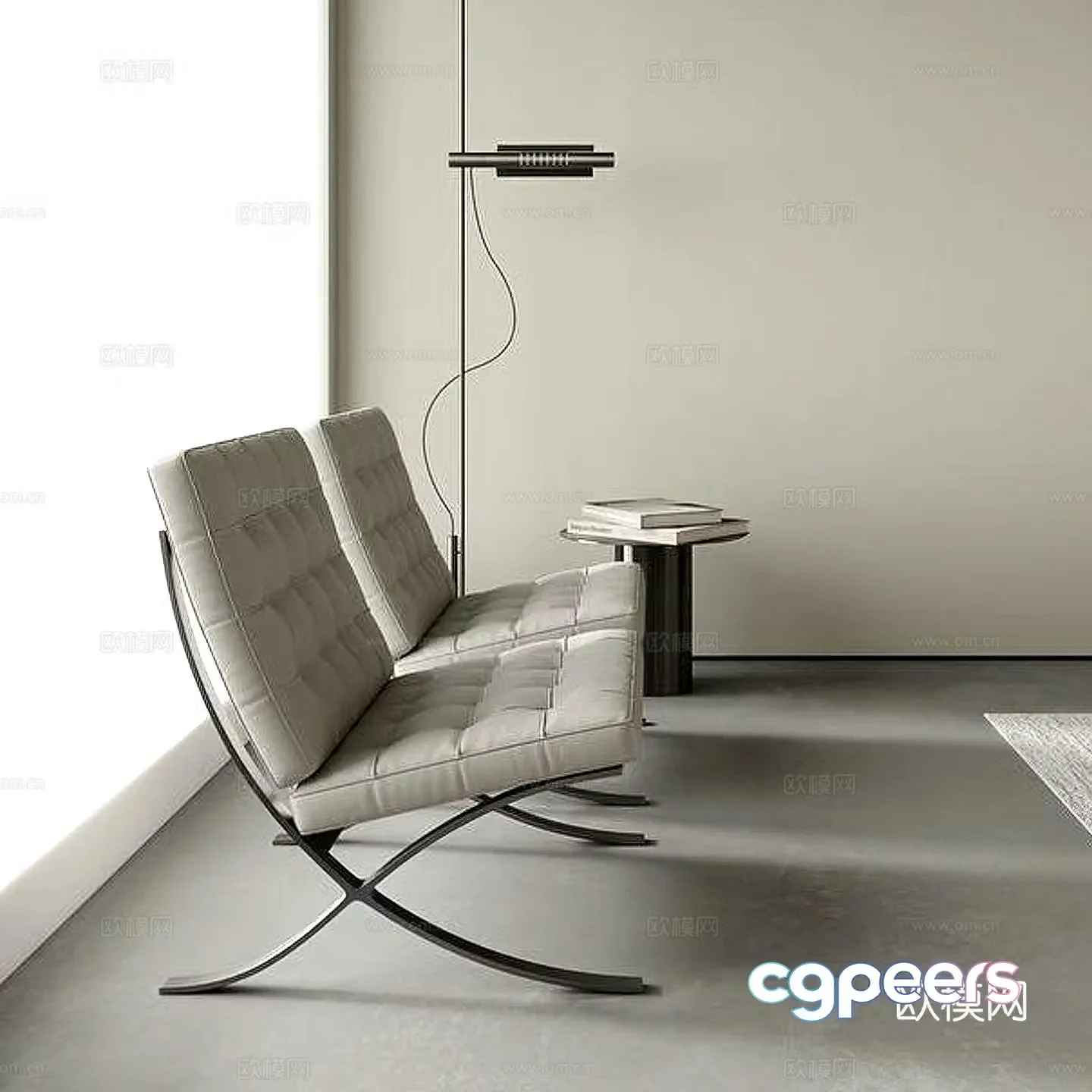 Modern leisure chair floor lamp side 3d model