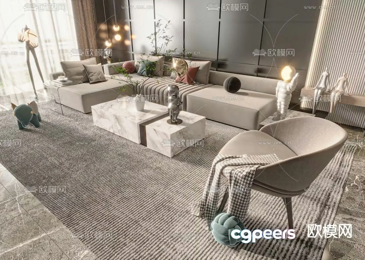 Corner sofa modular sofa 3d model