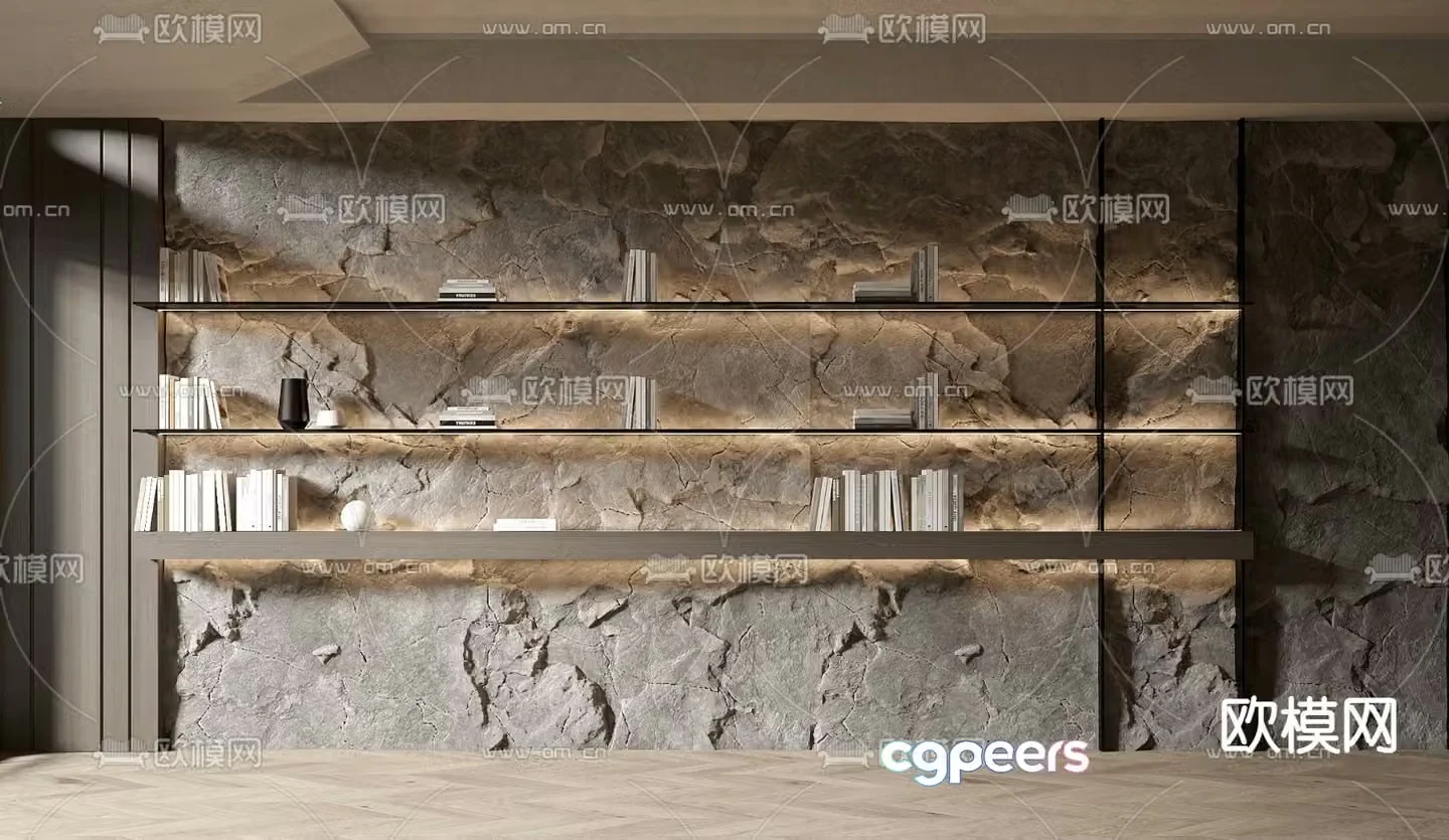 Rock bookshelf display rack 3d model
