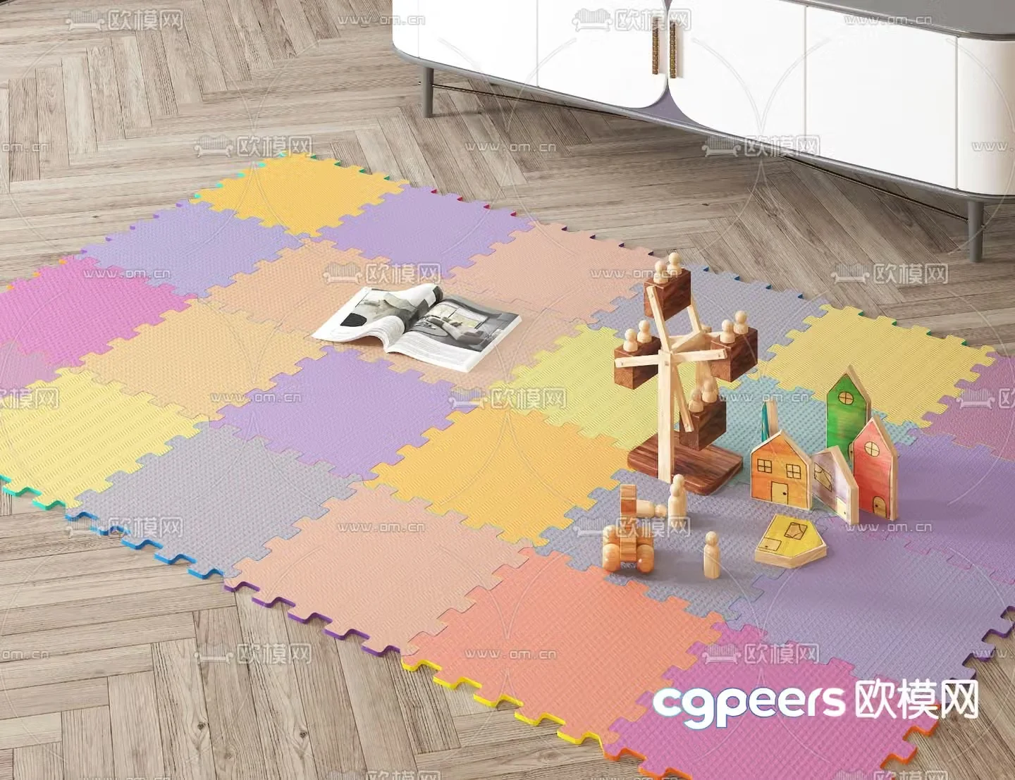 Modern children’s foam spliced â€‹â€‹floor mat 3d model