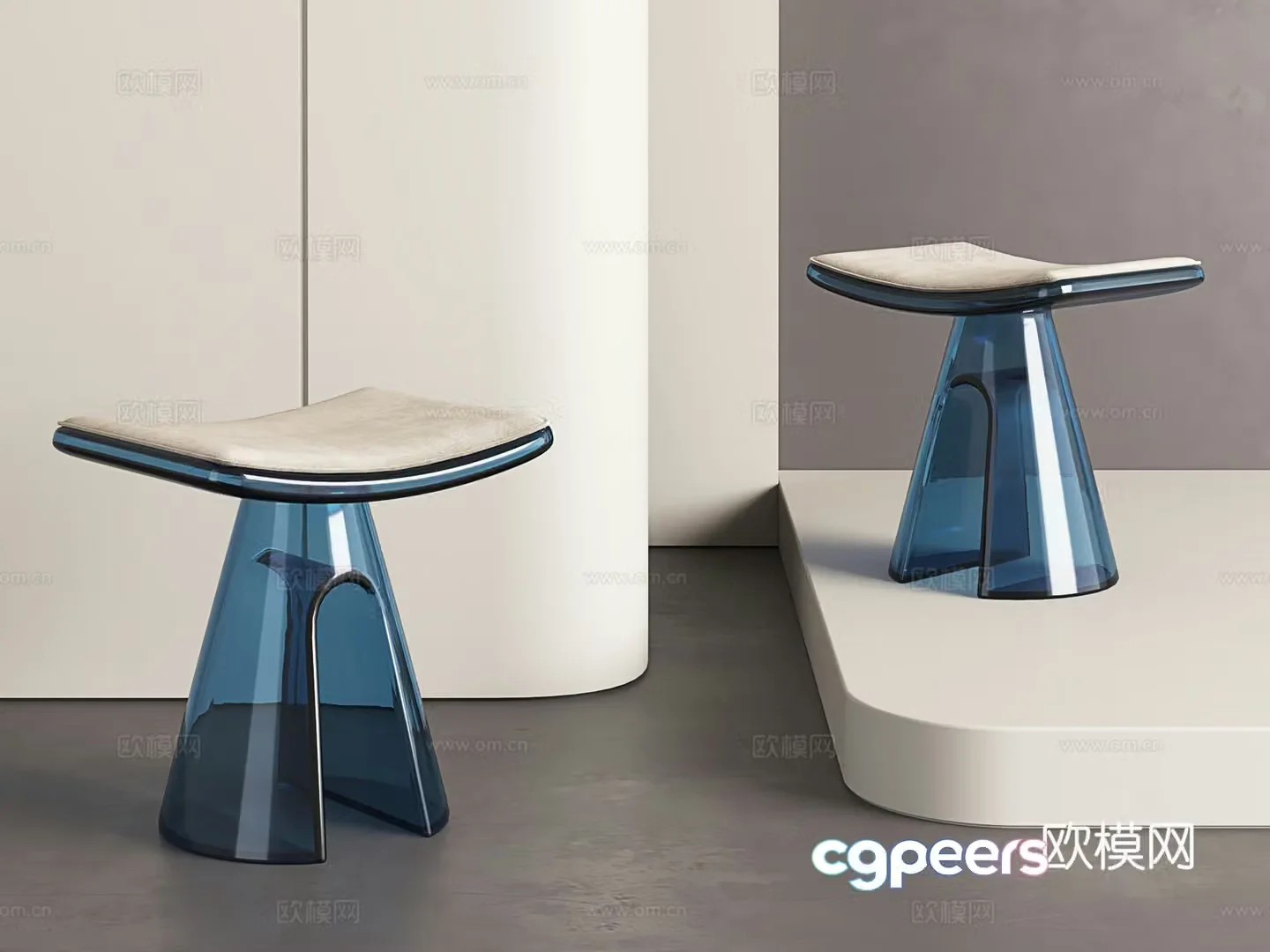 Modern acrylic stool simple transparent dressing stool minimalist shoe changing stool low stool 3d model