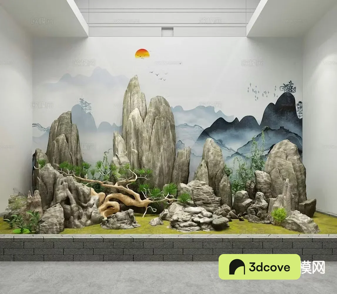 Chinese rockery landscape sketch