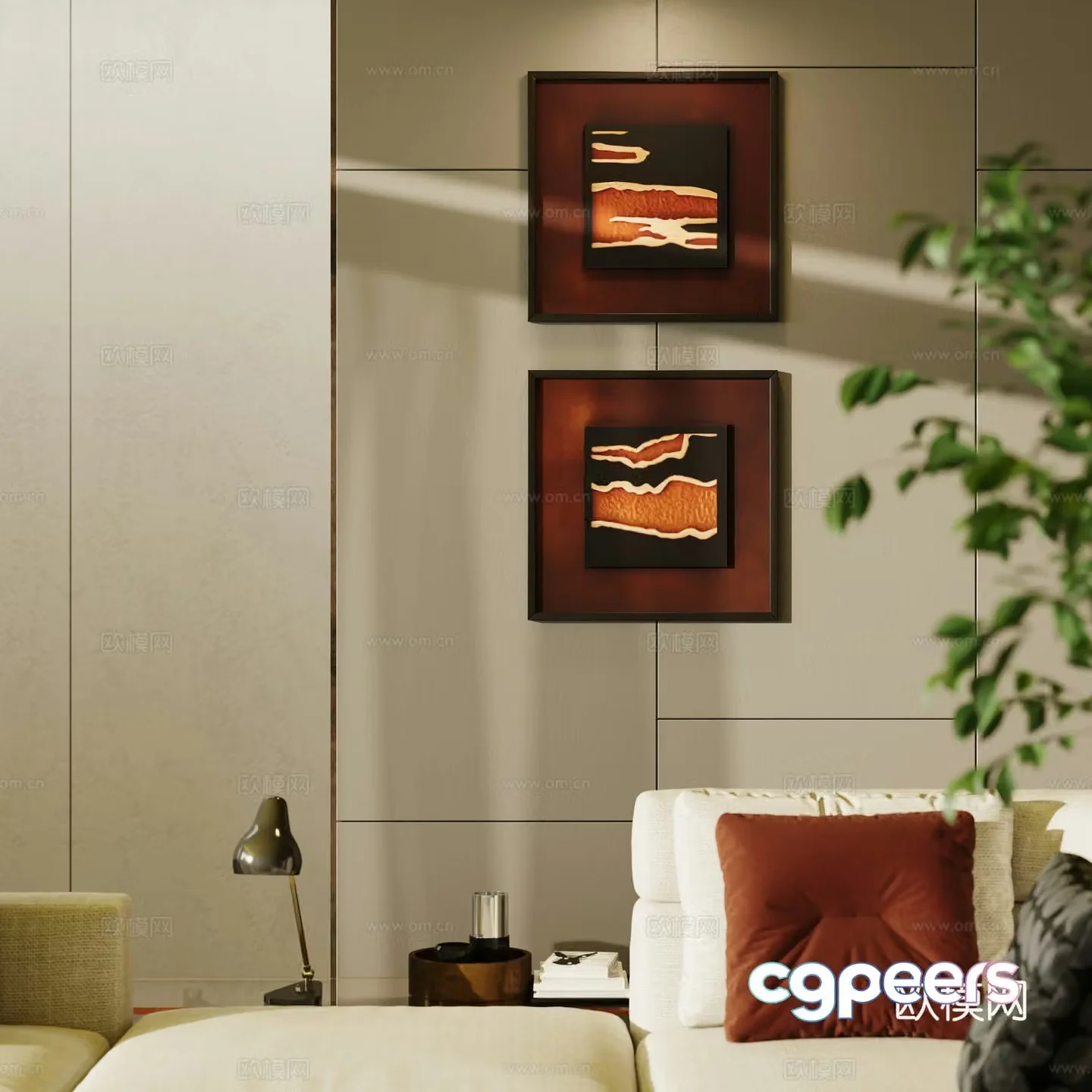 Modern art decorative combination hanging painting 3d model