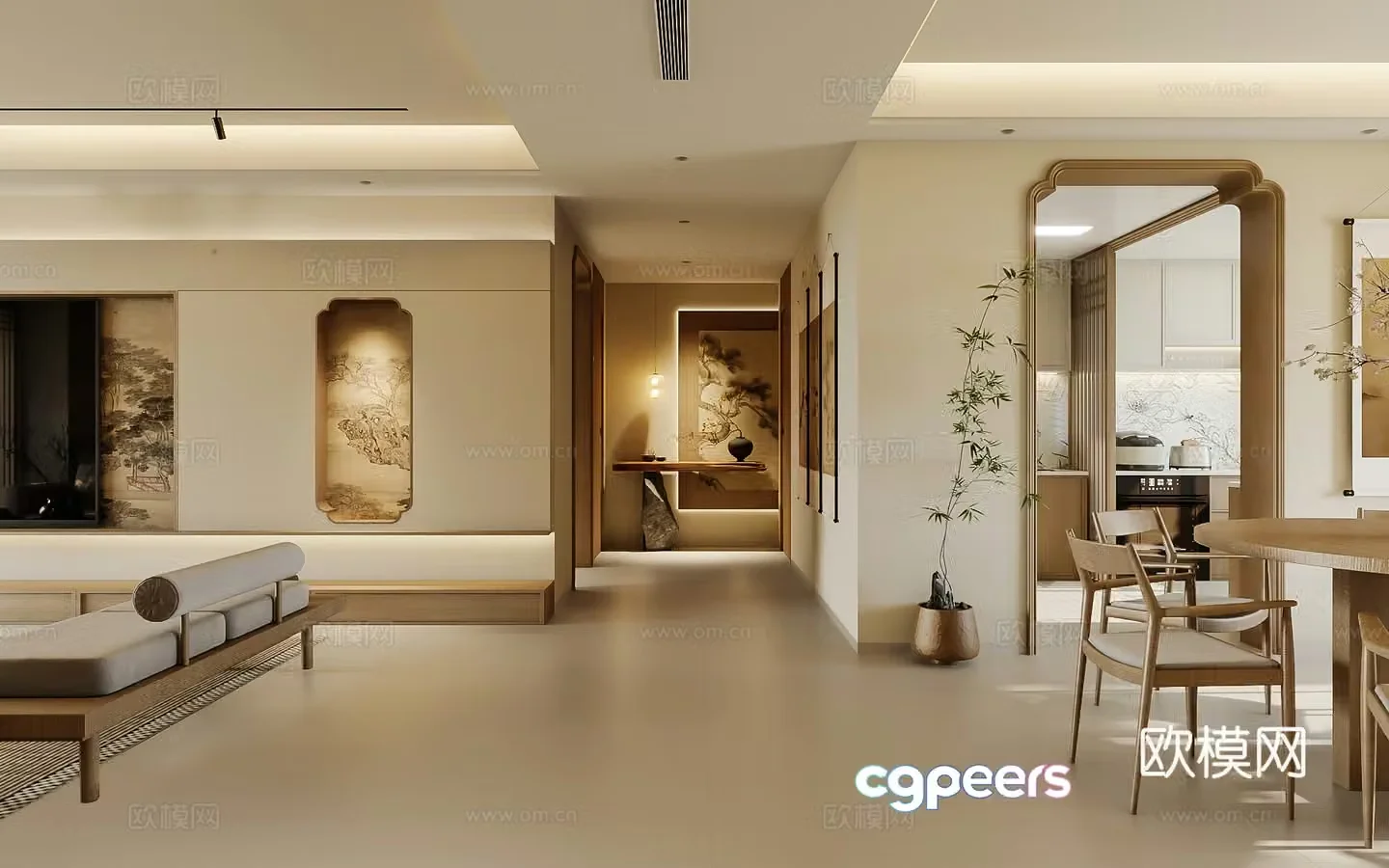 Song style Zen landscape creation end scenery Chinese style painting 3D model