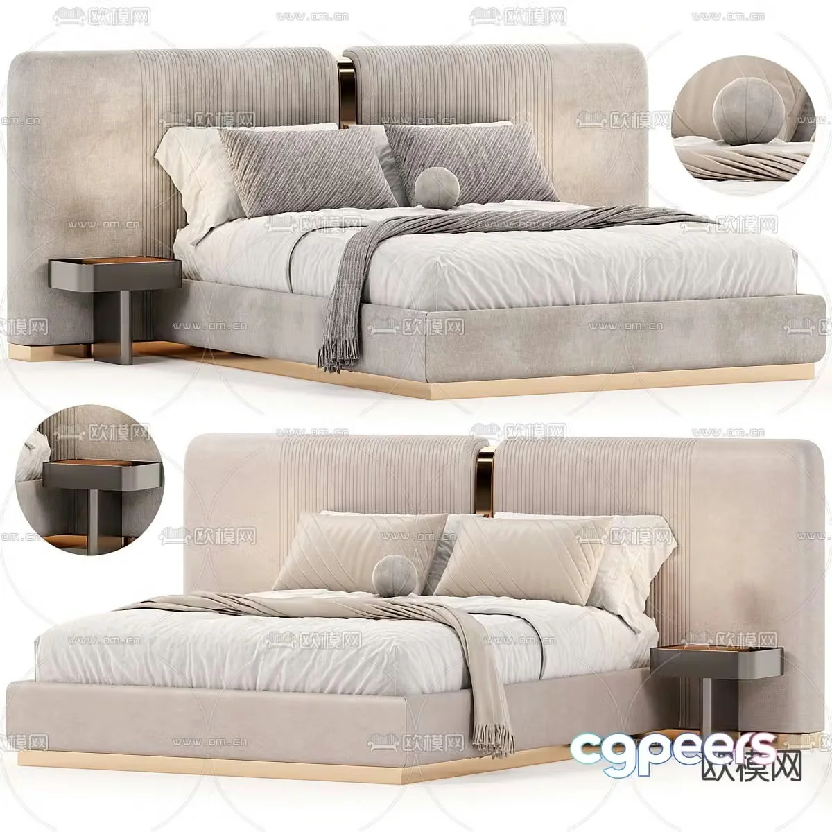 Modern double bed 3d model