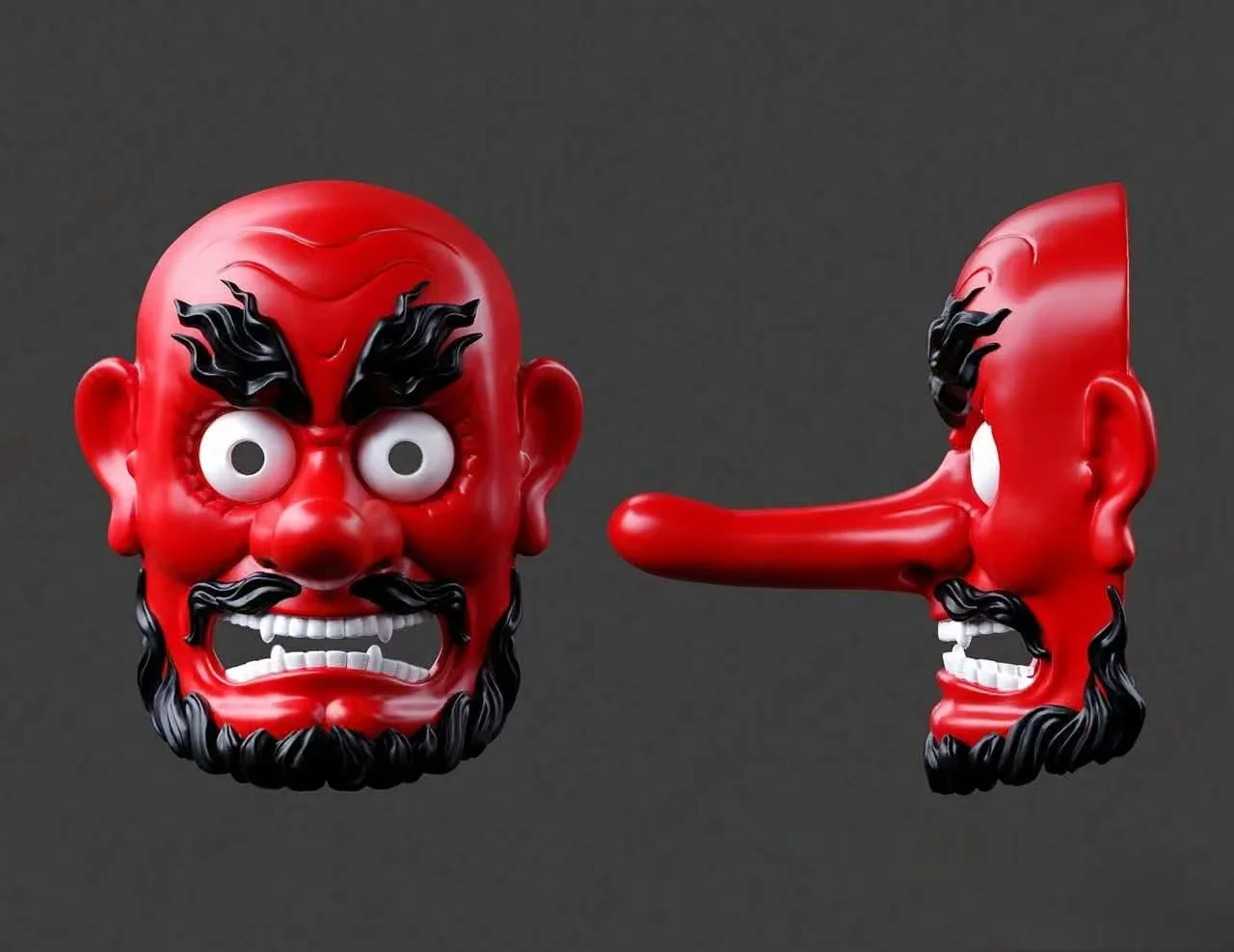 Red Plastic Devil Mask 3D Model – 1153 – CORONA Render
