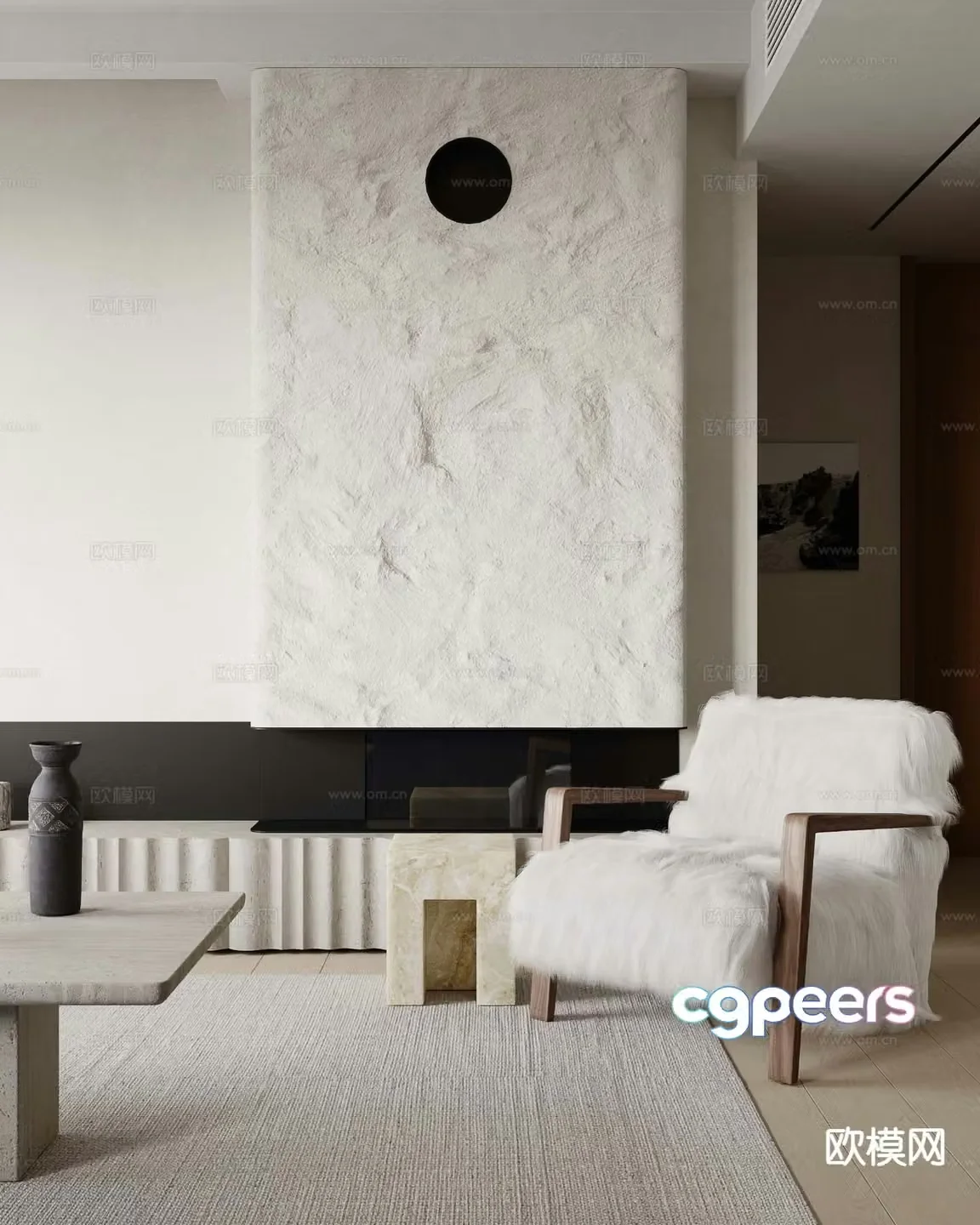 Modern plush chair armchair single chair 3d model