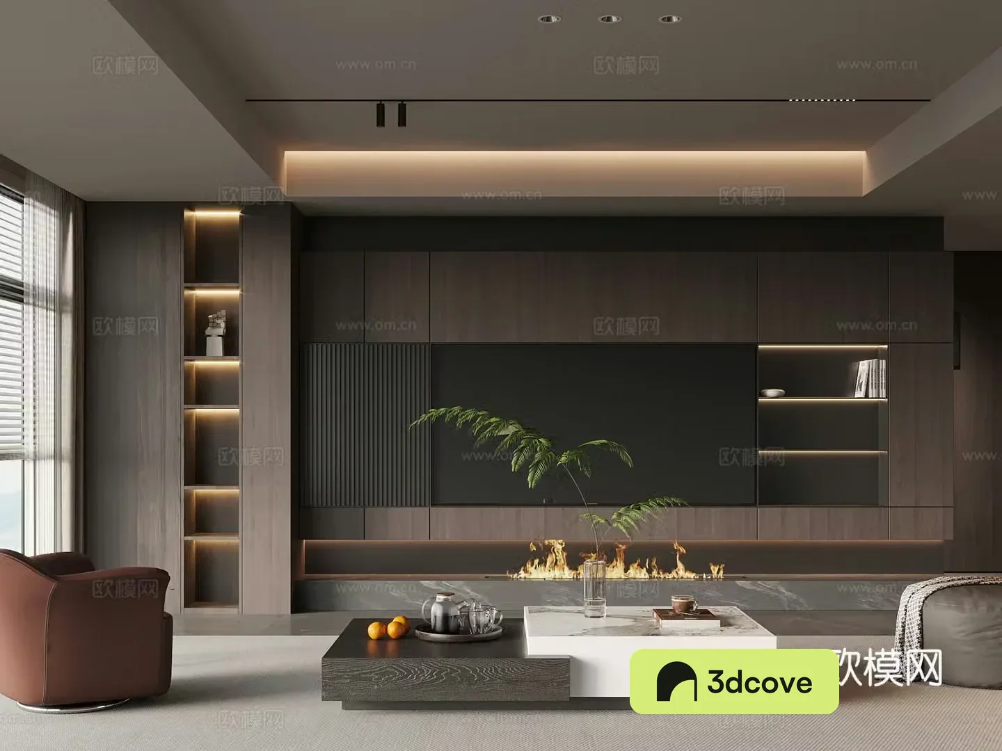 Home living room modern Italian living room TV background wall sofa coffee table combination