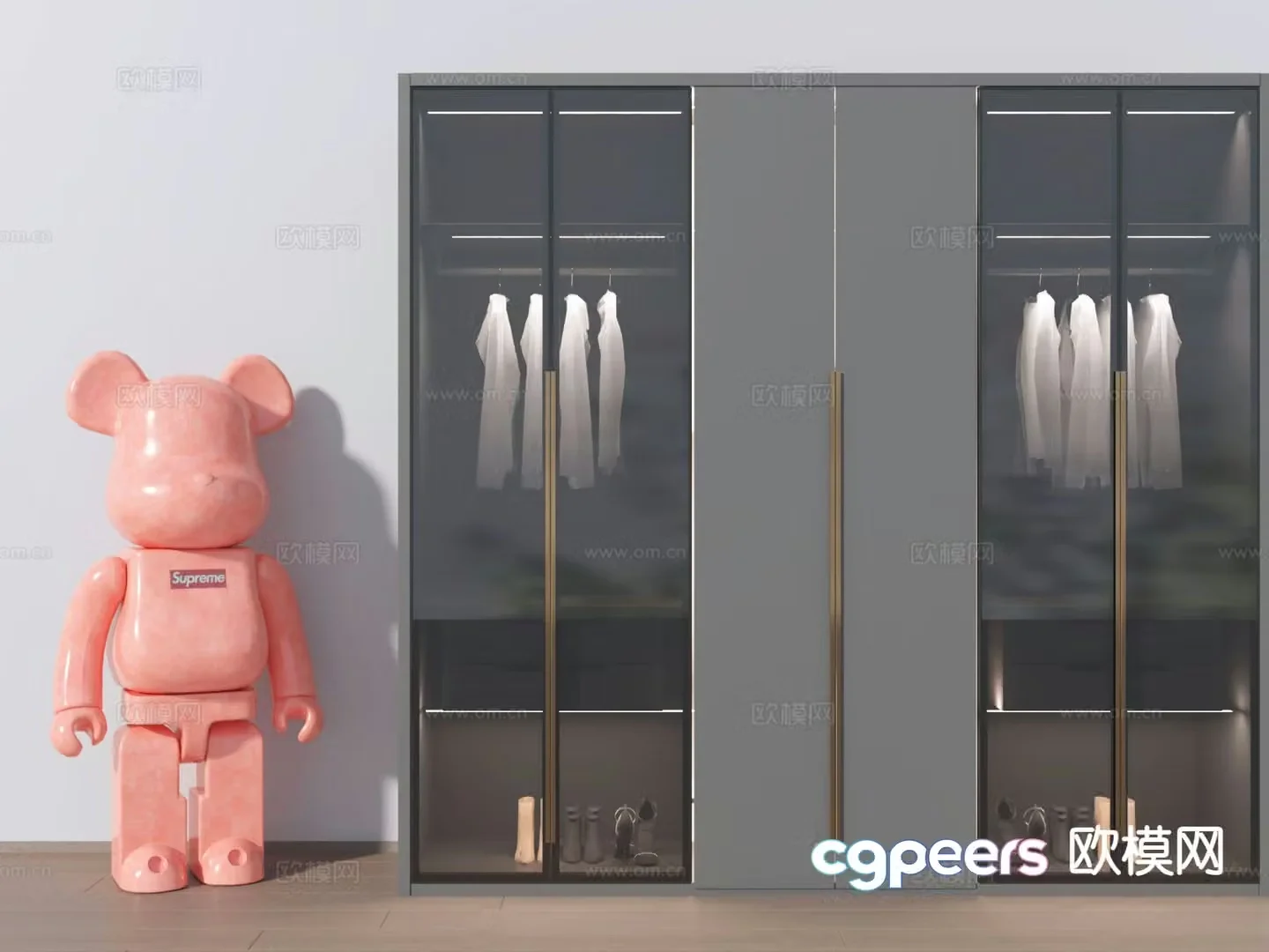 Light luxury wardrobe violent bear 3d model