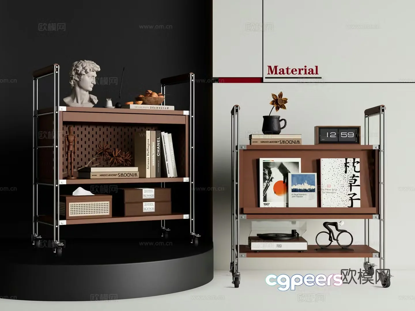 Modern medieval edges and corners moving angles small cart storage rack side cabinet 3D model