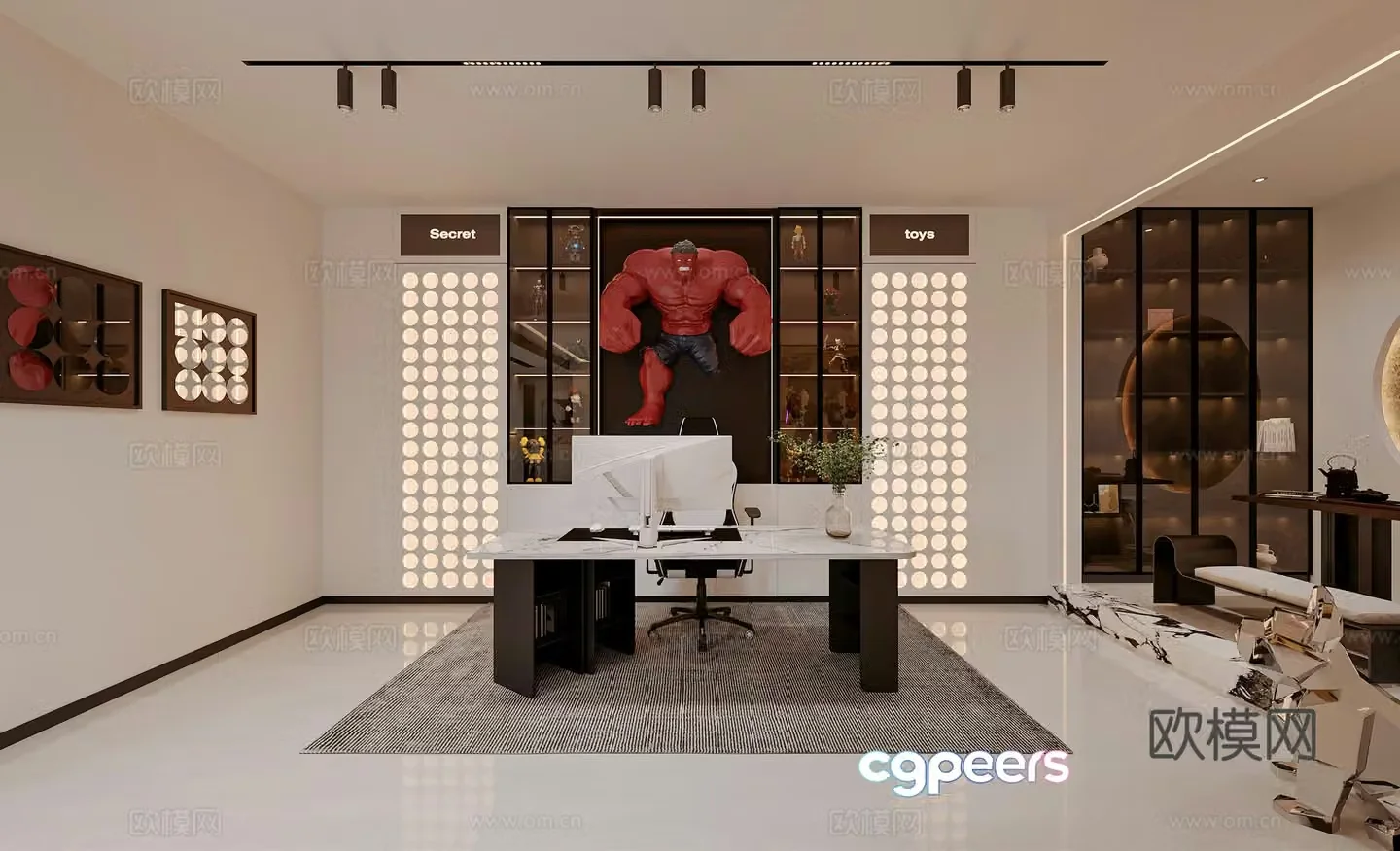 Modern calligraphy tea room 3d model