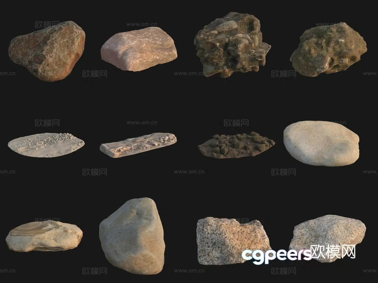 Rock big stone big stone pile 3d model