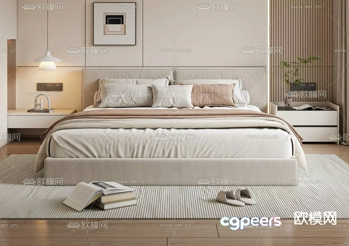 Modern double bed 3d model