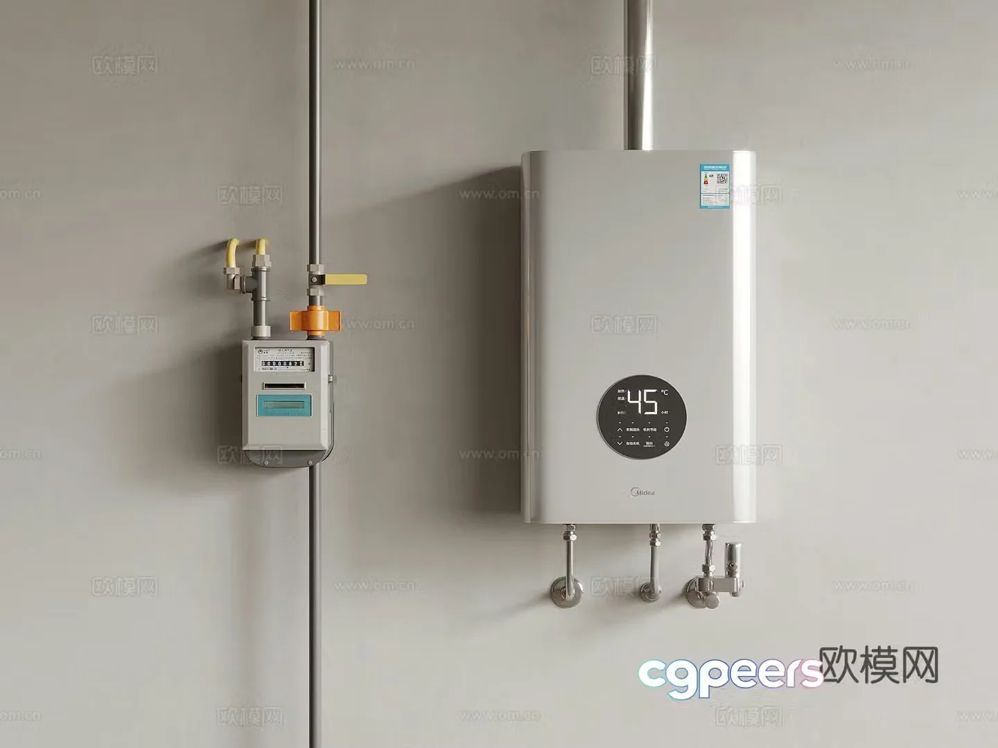 Modern gas meter gas water heater 3d model