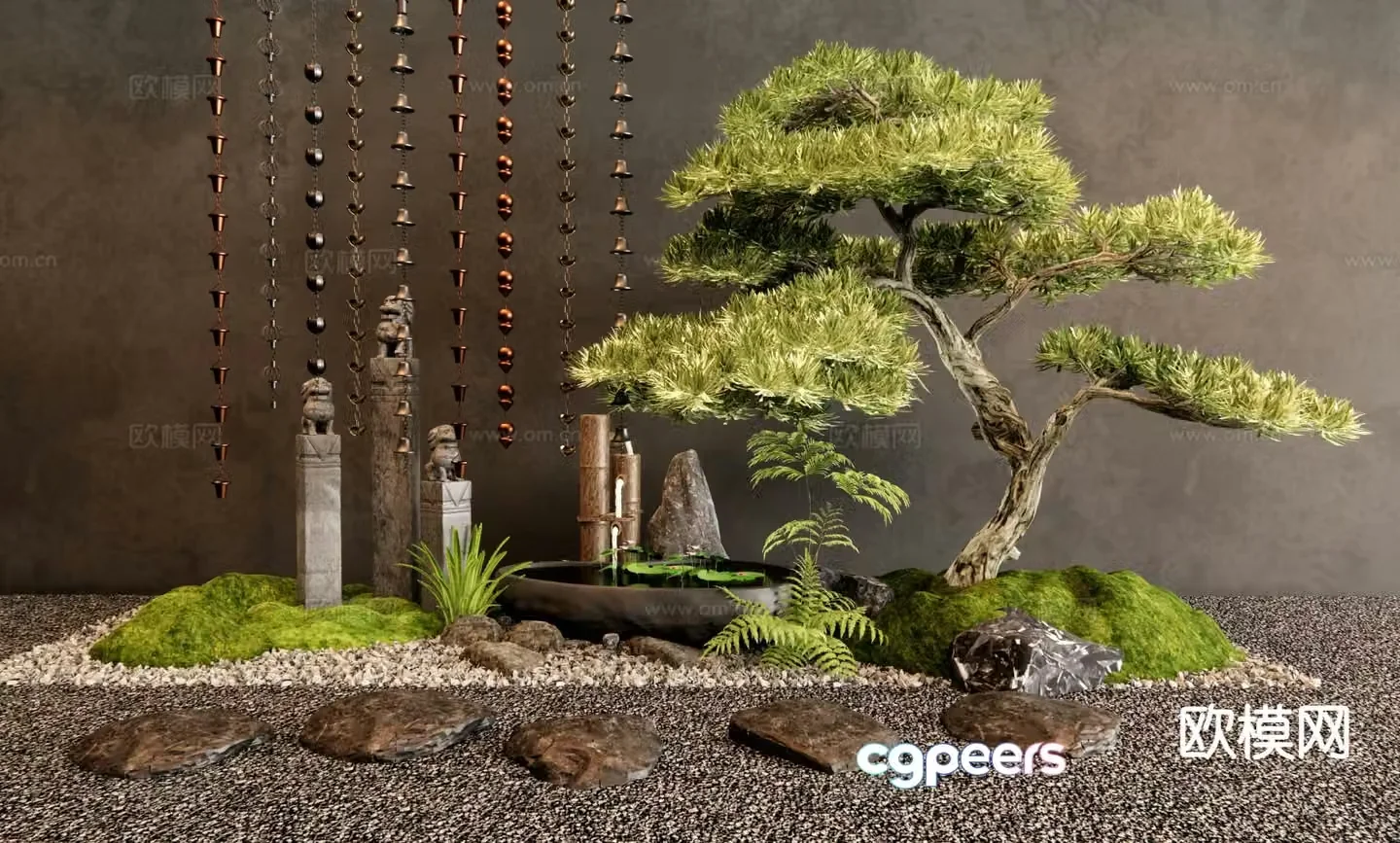 New Chinese style courtyard sketch 3D model