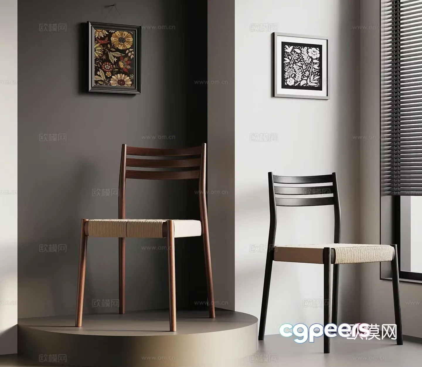 French medieval dining chair casual chair 3d model