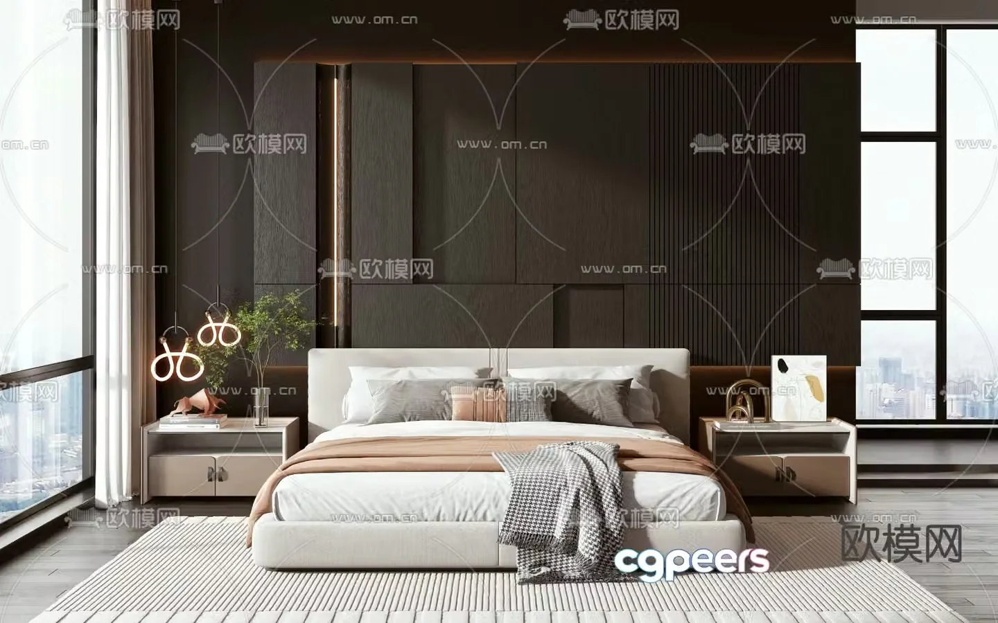 Modern double bed 3d model